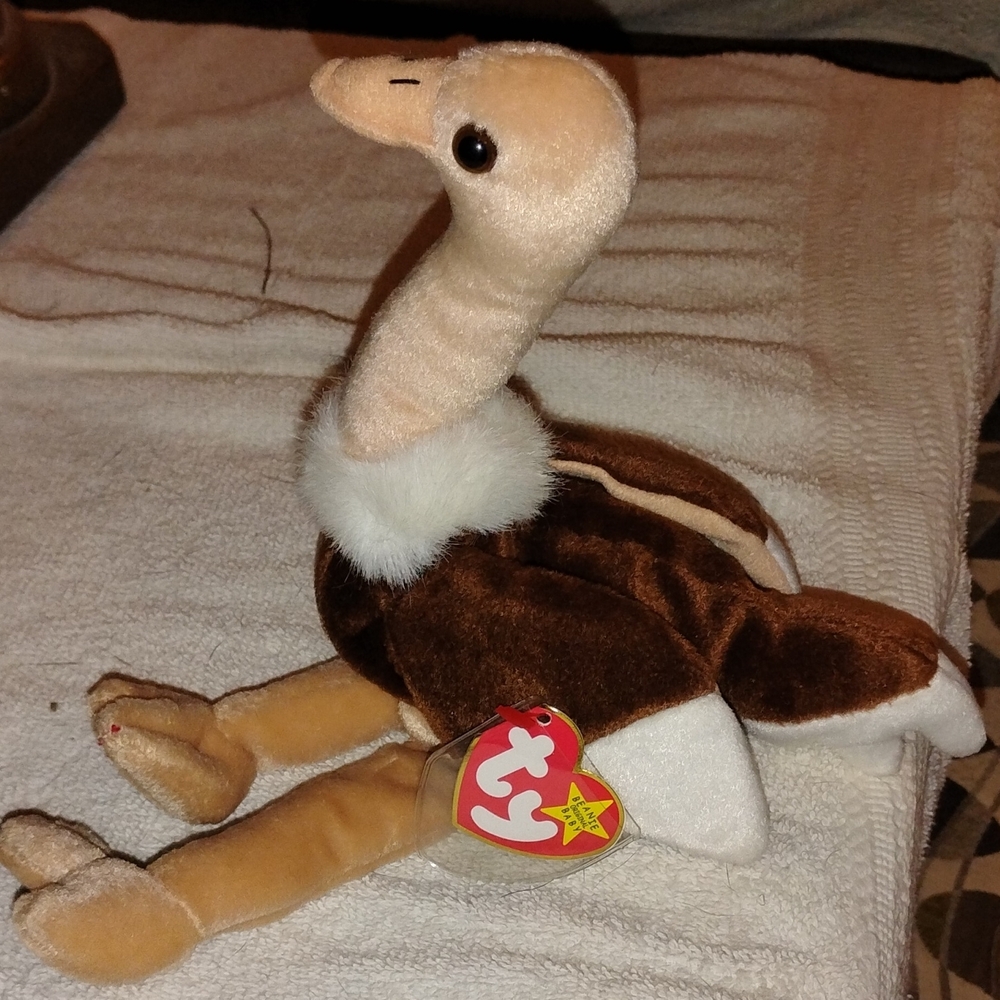 Ty Plush Ostrich with Brown and Cream Colors